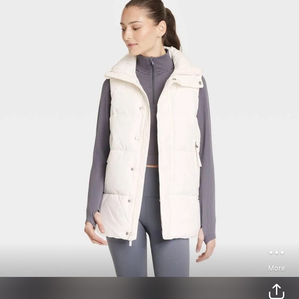 Women's Long Puffer Vest - All In Motion Black - Picture 2 of 5